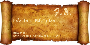 Fábri Márton névjegykártya